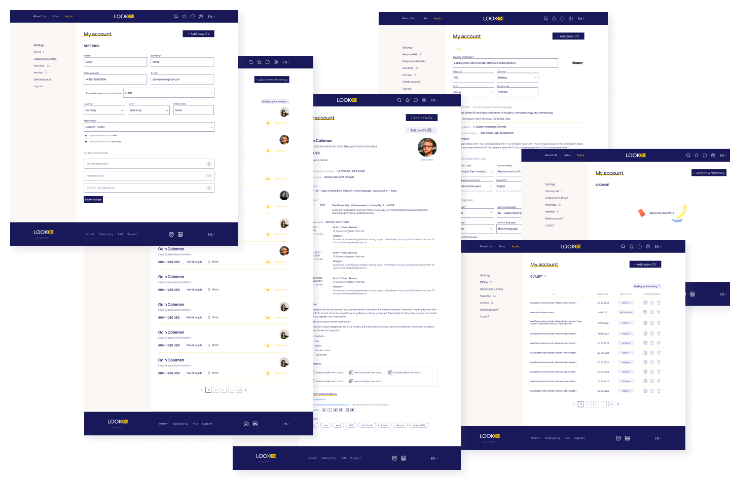 account-pages-screens